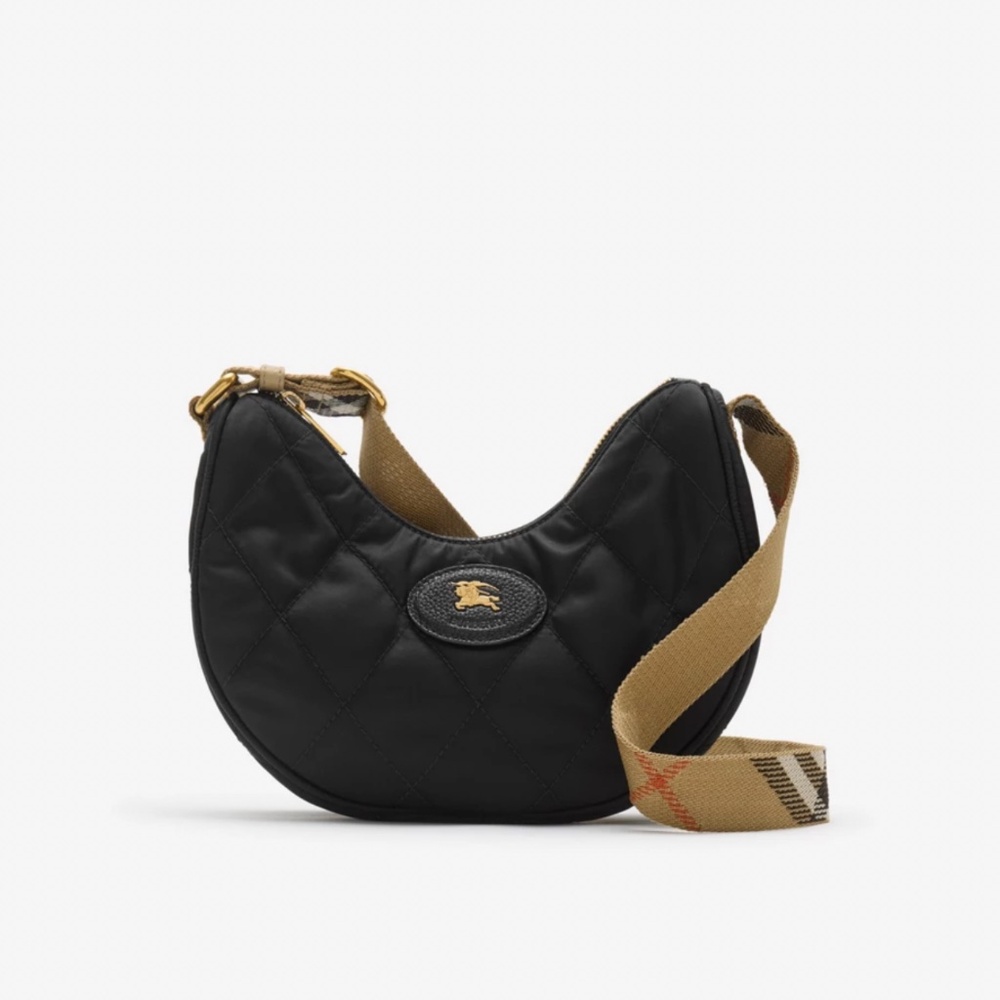 Burberry Black Quilted Crossbody Bag with Vintage Check Strap - Picture 9 of 9
